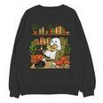 Ghost Library Reading Books Halloween Librarian Teacher Women Crewneck Sweatshirt, novelty gifts, funny gifts Ghost Library Reading Books Halloween Librarian Teacher Women Crewneck Sweatshirt, novelty gifts, funny gifts