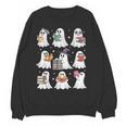 Ghost Reading Teacher Halloween Costume Librarian Book Lover Women Crewneck Sweatshirt, novelty gifts, funny gifts