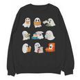 Ghost Reading Teacher Halloween Librarian Book Lover School Women Crewneck Sweatshirt, novelty gifts, funny gifts Ghost Reading Teacher Halloween Librarian Book Lover School Women Crewneck Sweatshirt, novelty gifts, funny gifts