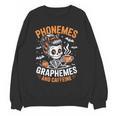 Halloween Skeleton Teacher Phonemes Graphemes Caffeine Lover Women Crewneck Sweatshirt, novelty gifts, funny gifts