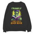 Halloween Teacher Librarian Frankenstein Reading Books Women Crewneck Sweatshirt, novelty gifts, funny gifts