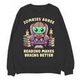 Halloween Teacher Zombie Reading Is Good For Brains Women Crewneck Sweatshirt, novelty gifts, funny gifts Halloween Teacher Zombie Reading Is Good For Brains Women Crewneck Sweatshirt, novelty gifts, funny gifts