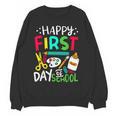 Happy First Day Of School Teacher Back To School Student Women Crewneck Sweatshirt, novelty gifts, funny gifts