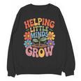 Helping Little Minds Grow Teacher First Day Back To School Women Crewneck Sweatshirt, novelty gifts, funny gifts Helping Little Minds Grow Teacher First Day Back To School Women Crewneck Sweatshirt, novelty gifts, funny gifts