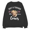 Just A Teacher Who Loves Cows Shirt Cute Highland Cow Women Crewneck Sweatshirt, novelty gifts, funny gifts