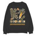 K Is For Kindergarten Teacher Coquette Bow Camo Women Crewneck Sweatshirt, novelty gifts, funny gifts K Is For Kindergarten Teacher Coquette Bow Camo Women Crewneck Sweatshirt, novelty gifts, funny gifts