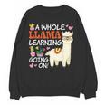 Llama Learning T Shirt Teachers Students Alpaca Lovers Women Crewneck Sweatshirt, novelty gifts, funny gifts