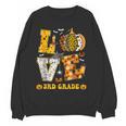 LOVE 3rd Grade Pumpkin Teacher Student Halloween Costume Women Crewneck Sweatshirt, novelty gifts, funny gifts