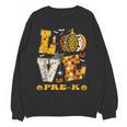 LOVE Pre-K Pumpkin Teacher Student Halloween Costume Women Crewneck Sweatshirt, novelty gifts, funny gifts