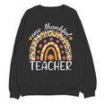 One Thankful Teacher Thanksgiving Rainbow Leopard Fall Women Crewneck Sweatshirt, novelty gifts, funny gifts One Thankful Teacher Thanksgiving Rainbow Leopard Fall Women Crewneck Sweatshirt, novelty gifts, funny gifts