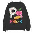 P Is For Pre K Teacher Student Pencil Apple Back To School Women Crewneck Sweatshirt, novelty gifts, funny gifts P Is For Pre K Teacher Student Pencil Apple Back To School Women Crewneck Sweatshirt, novelty gifts, funny gifts