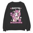 Pink Unicorn Spanish Teacher Regalos Para Bilingue Teacher Women Crewneck Sweatshirt, novelty gifts, funny gifts