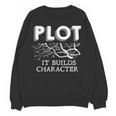 Plot It Builds Character Book Reading Teacher Women Crewneck Sweatshirt, novelty gifts, funny gifts