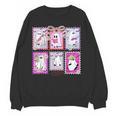 Preppy Spooky Teacher Halloween Ghost Coquette Bow Autumn Women Crewneck Sweatshirt, novelty gifts, funny gifts