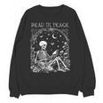 Read In Peace Skeleton Reading Teacher Spooky Halloween Women Crewneck Sweatshirt, novelty gifts, funny gifts Read In Peace Skeleton Reading Teacher Spooky Halloween Women Crewneck Sweatshirt, novelty gifts, funny gifts