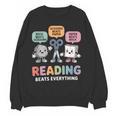Reading Beats Everything Teacher Rock Paper Scissors Women Crewneck Sweatshirt, novelty gifts, funny gifts