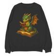Reading Dragon Shirt For Bookish Teacher Librarian Bookworm Women Crewneck Sweatshirt, novelty gifts, funny gifts