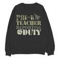 Retro Back To School Women Old Camo Pre-K Teacher Women Crewneck Sweatshirt, novelty gifts, funny gifts Retro Back To School Women Old Camo Pre-K Teacher Women Crewneck Sweatshirt, novelty gifts, funny gifts