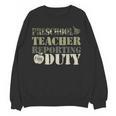 Retro Back To School Women Old Camo Preschool Teacher Women Crewneck Sweatshirt, novelty gifts, funny gifts