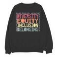 Retro Diversity Equity Inclusion Belonging DEIB Teacher Women Crewneck Sweatshirt, novelty gifts, funny gifts Retro Diversity Equity Inclusion Belonging DEIB Teacher Women Crewneck Sweatshirt, novelty gifts, funny gifts