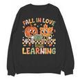 Retro Fall In Love With Learning Autumn Pumpkin Teacher Kids Women Crewneck Sweatshirt, novelty gifts, funny gifts Retro Fall In Love With Learning Autumn Pumpkin Teacher Kids Women Crewneck Sweatshirt, novelty gifts, funny gifts