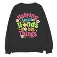 Retro Helping Small Hands Do Big Things Teacher Appreciation For Men Women Women Crewneck Sweatshirt, novelty gifts, funny gifts