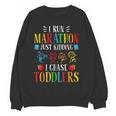 I Run Marathon Just Kidding I Chase Toddlers Teacher Women Crewneck Sweatshirt, novelty gifts, funny gifts I Run Marathon Just Kidding I Chase Toddlers Teacher Women Crewneck Sweatshirt, novelty gifts, funny gifts