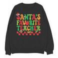Santas Favorite Teacher Retro Groovy Christmas Xmas Women Women Crewneck Sweatshirt, novelty gifts, funny gifts
