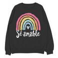 Sé Amable Spanish Bilingual Teacher Be Kind Boho Rainbow Women Crewneck Sweatshirt, novelty gifts, funny gifts Sé Amable Spanish Bilingual Teacher Be Kind Boho Rainbow Women Crewneck Sweatshirt, novelty gifts, funny gifts