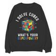 I Solve Cubes Speed Cubing Vintage Youth Math Teacher Women Crewneck Sweatshirt, novelty gifts, funny gifts
