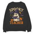 Spooky Teacher Halloween Cute Ghost Pumpkin Reading Women Women Crewneck Sweatshirt, novelty gifts, funny gifts