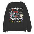 I Survived 100 Days Of School Teacher Kids Cat Lover Women Crewneck Sweatshirt, novelty gifts, funny gifts