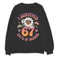 I Survived 67 Days Of School Groovy Retro Teachers Girls Women Crewneck Sweatshirt, novelty gifts, funny gifts