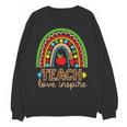 Teach Love Inspire Rainbow Leopard Cheetah Print Teacher Women Crewneck Sweatshirt, novelty gifts, funny gifts