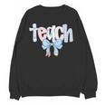 Teach Teacher Coquette Bow Pencil Back To School First Day Women Crewneck Sweatshirt, novelty gifts, funny gifts Teach Teacher Coquette Bow Pencil Back To School First Day Women Crewneck Sweatshirt, novelty gifts, funny gifts