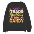 Teacher Cute Will Trade Students For Candy Halloween Costume Women Crewneck Sweatshirt, novelty gifts, funny gifts