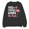 This Teacher Loves Her Flock Teaching Flamingo Girl Women Crewneck Sweatshirt, novelty gifts, funny gifts