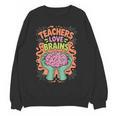 Teacher Teachers Love Brains Halloween Men Women Women Crewneck Sweatshirt, novelty gifts, funny gifts