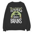 Teachers Love Zombie Teacher Halloween Fun Women Crewneck Sweatshirt, novelty gifts, funny gifts