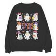 Teaching My Boos Teacher Cute Ghost Groovy Teacher Halloween Women Crewneck Sweatshirt, novelty gifts, funny gifts Teaching My Boos Teacher Cute Ghost Groovy Teacher Halloween Women Crewneck Sweatshirt, novelty gifts, funny gifts