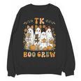TK Boo Crew Preppy Halloween Floral Ghost TK Teacher Team TK Women Crewneck Sweatshirt, novelty gifts, funny gifts