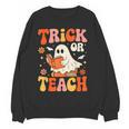 Trick Or Teach Halloween Shirt For Teacher Kids Floral Ghost Women Crewneck Sweatshirt, novelty gifts, funny gifts Trick Or Teach Halloween Shirt For Teacher Kids Floral Ghost Women Crewneck Sweatshirt, novelty gifts, funny gifts