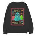 Trick Or Teach Neon Ghost Flower Teacher Spooky Halloween Women Crewneck Sweatshirt, novelty gifts, funny gifts Trick Or Teach Neon Ghost Flower Teacher Spooky Halloween Women Crewneck Sweatshirt, novelty gifts, funny gifts