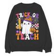 Trick Or Teach Teacher Pencil Ghost Halloween Teacher Women Crewneck Sweatshirt, novelty gifts, funny gifts Trick Or Teach Teacher Pencil Ghost Halloween Teacher Women Crewneck Sweatshirt, novelty gifts, funny gifts