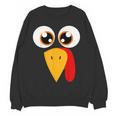 Turkey Face Halloween Costume Thanksgiving Teacher Nurse Women Crewneck Sweatshirt, novelty gifts, funny gifts