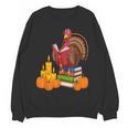 Turkey Reading Books Fall Thanksgiving Teacher Book Women Crewneck Sweatshirt, novelty gifts, funny gifts Turkey Reading Books Fall Thanksgiving Teacher Book Women Crewneck Sweatshirt, novelty gifts, funny gifts