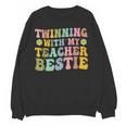 Twinning With My Teacher Bestie Twin Day Matching Teachers For Men Women Girls Kids Women Crewneck Sweatshirt, novelty gifts, funny gifts Twinning With My Teacher Bestie Twin Day Matching Teachers For Men Women Girls Kids Women Crewneck Sweatshirt, novelty gifts, funny gifts