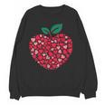 Valentines Day Teacher Hearts Apple Love Teach Women Men Women Crewneck Sweatshirt, novelty gifts, funny gifts