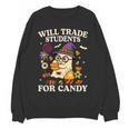 Will Trade Students For Candy Teacher Ghost Halloween Women Crewneck Sweatshirt, novelty gifts, funny gifts Will Trade Students For Candy Teacher Ghost Halloween Women Crewneck Sweatshirt, novelty gifts, funny gifts