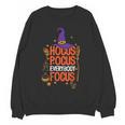 Witchy Halloween Hocus Pocus Everybody Focus Teacher Pumpkin Women Crewneck Sweatshirt, novelty gifts, funny gifts